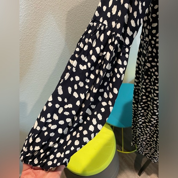 Women's | Midi Dress | Polka Dot | Small | Vintage Feel | Tie Waist | Black/Navy - Picture 11 of 16